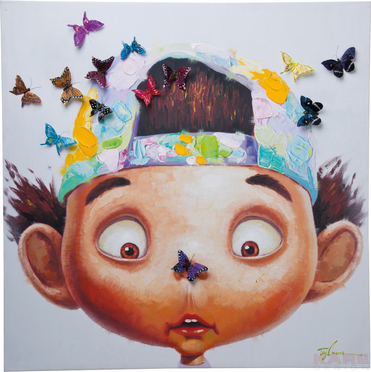 Picture Touched Boy with Butterflys 100x100