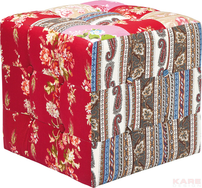 Stool Patchwork Red 40x40cm