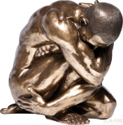 Deco Figurine Nude Man Hug Bronze 54cm