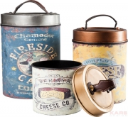 Deco Canister Colonial Vintage Round (3/Set)