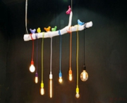 Pendant Lamp Twig Birds 8-lite