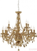 Pendant Lamp Gioiello Crystal Gold 14-Branched