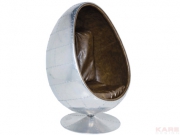Swivel Chair Soho Eye Ball Alu Brown Leather